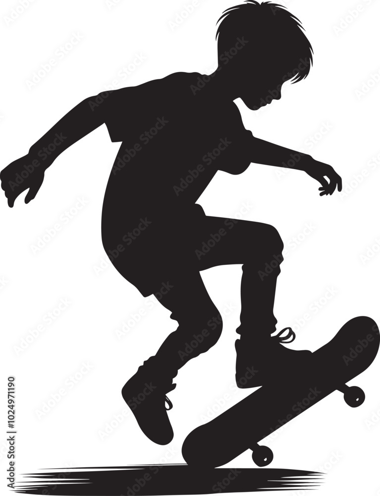 Skateboarding Silhouette illustration isolated on a white background Skateboarding Silhouette illustration isolated on a white background