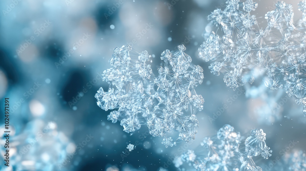 Flying snowflakes abstract 3D rendering. AI generated illustration. Flying snowflakes abstract 3D rendering. AI generated illustration.