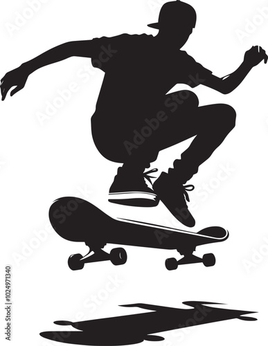 Skateboarding Silhouette illustration isolated on a white background