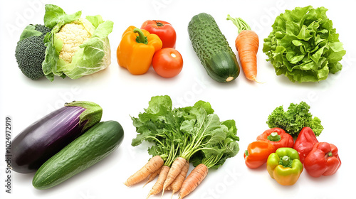 Fresh Vegetables on a White Background A collection