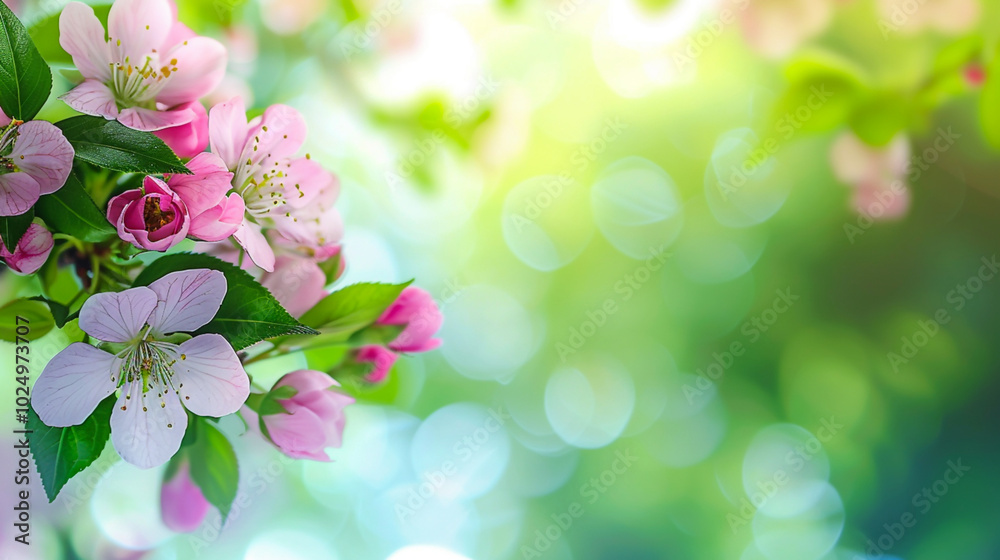 Close-up of delicate pink apple blossoms with soft bokeh background Close-up of delicate pink apple blossoms with soft bokeh background