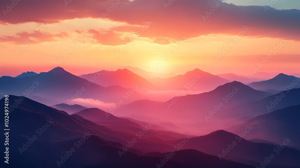 Majestic mountains under glowing skies Landscape Majestic mountains under glowing skies Landscape