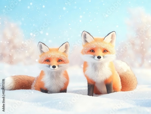 Watch foxes frolic in snowy wonderland from a unique angle