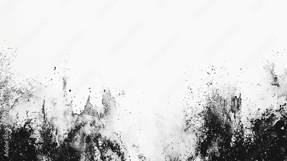 Obraz premium Abstract black ink splatter on white background
