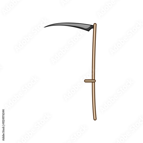 farming scythe cartoon. tool grass, mowing agriculture, swing sharpen farming scythe sign. isolated symbol vector illustration