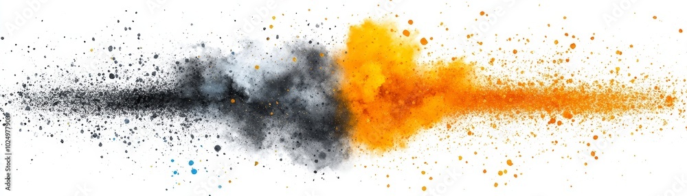 Abstract Black Orange and Blue Splashes on White Background Abstract Black Orange and Blue Splashes on White Background