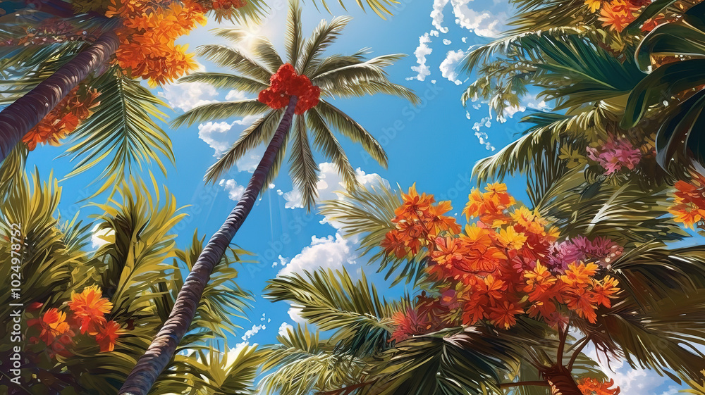 Tropical Bliss Soaking in the Sun, Palm Trees, and Ocean Waves Tropical Bliss Soaking in the Sun, Palm Trees, and Ocean Waves