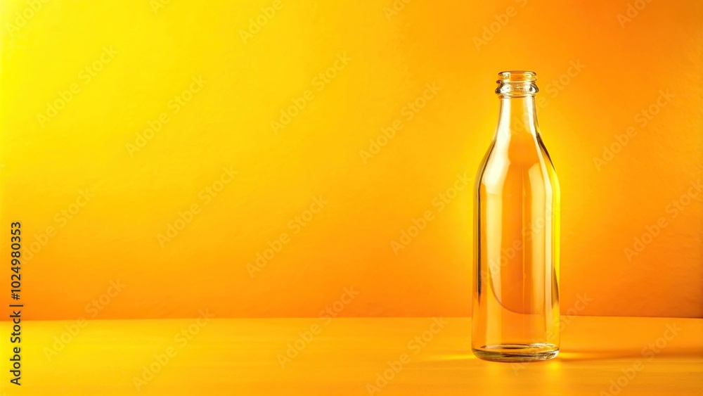 Bottle mockup on yellow background with eye level perspective Bottle mockup on yellow background with eye level perspective