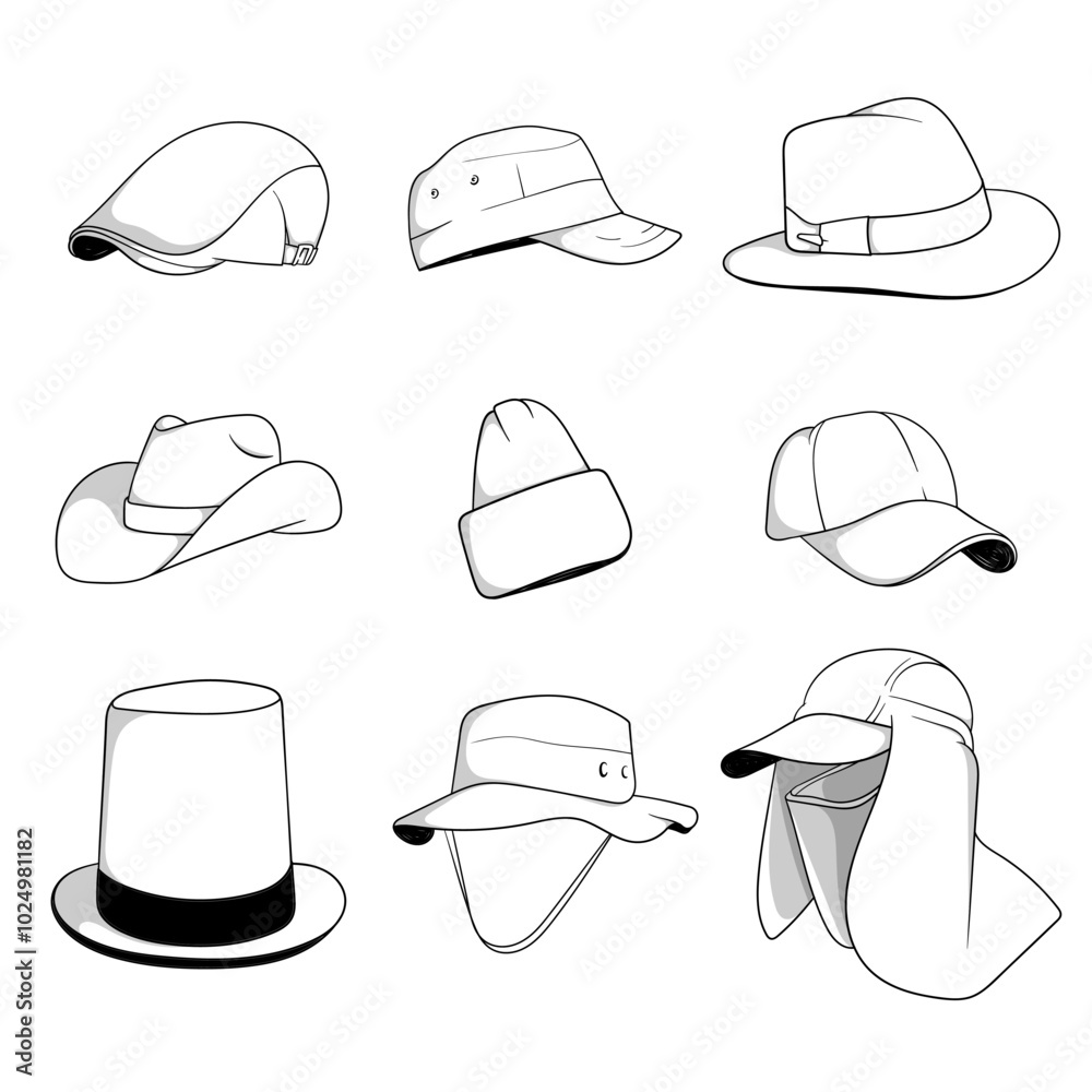 Templates of various hat models from various regions for design templates on International Men's Day Templates of various hat models from various regions for design templates on International Men's Day