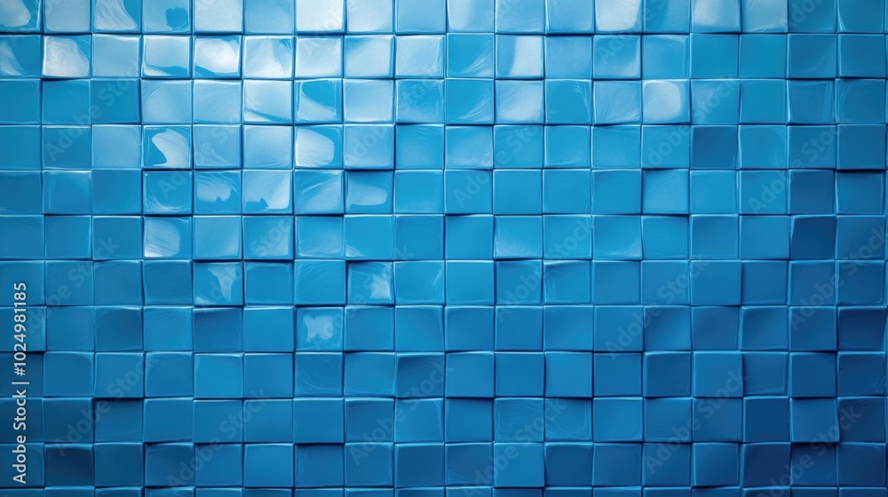 Blue Tiled Wall Close Up Blue Tiled Wall Close Up