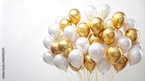 Wallpaper Mural Bouquet of white and gold balloons on white background Torontodigital.ca