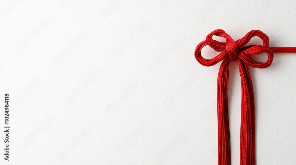 Elegant Red Ribbon Bow on a Plain Background Elegant Red Ribbon Bow on a Plain Background