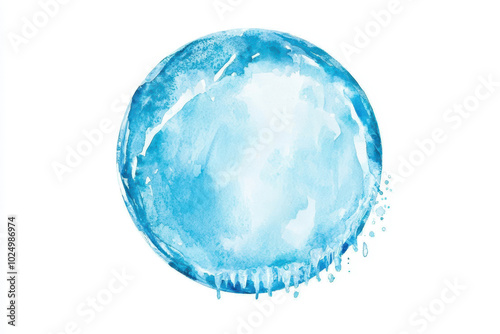 Wallpaper Mural A watercolor illustration of a blue circle resembling a serene planet or droplet, showcasing soft shades and a light, airy feel. Torontodigital.ca