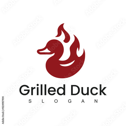 Grilled Duck logo design culinary label template idea