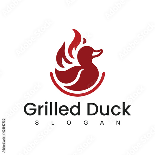 Grilled Duck logo design culinary label template idea