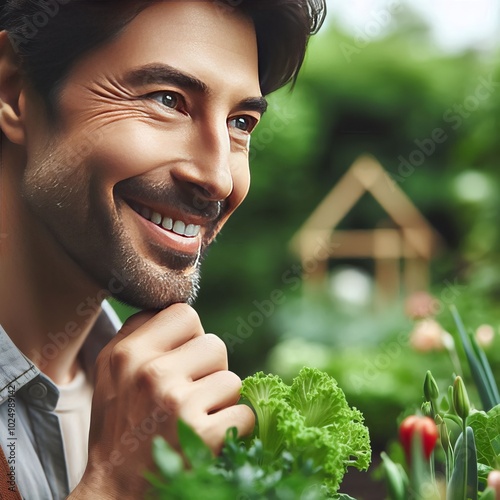 Home Gardener's Pride A close up of a person admiring their thri photo