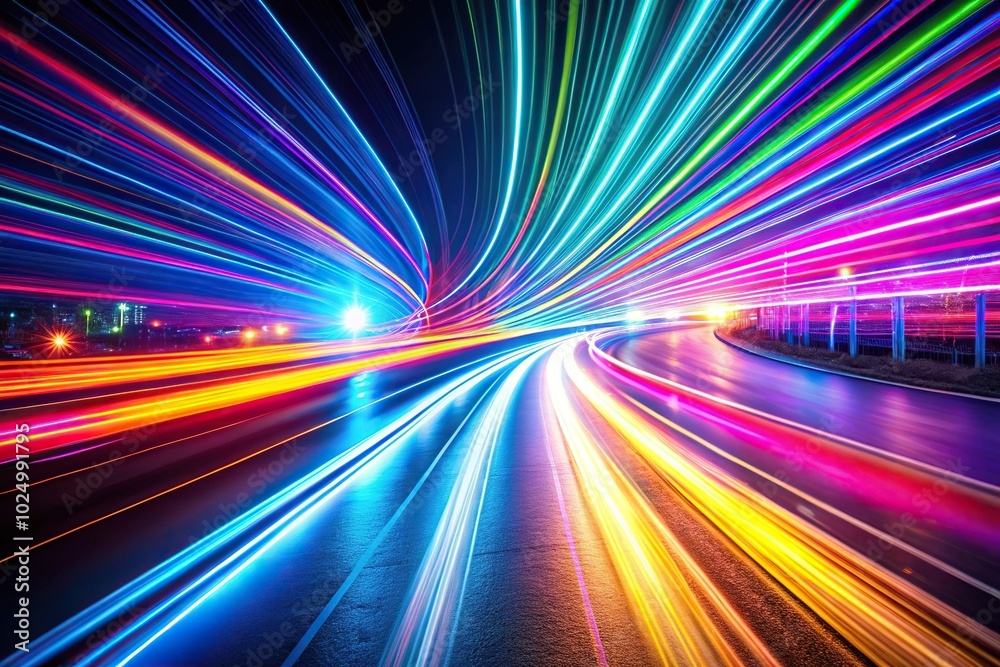 Bright and colorful light trails creating a futuristic glowing Depth of Field Bright and colorful light trails creating a futuristic glowing Depth of Field