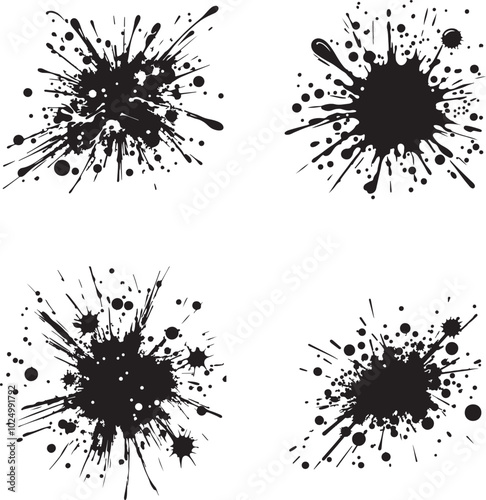 Set of splatter paint texture vector art illustration