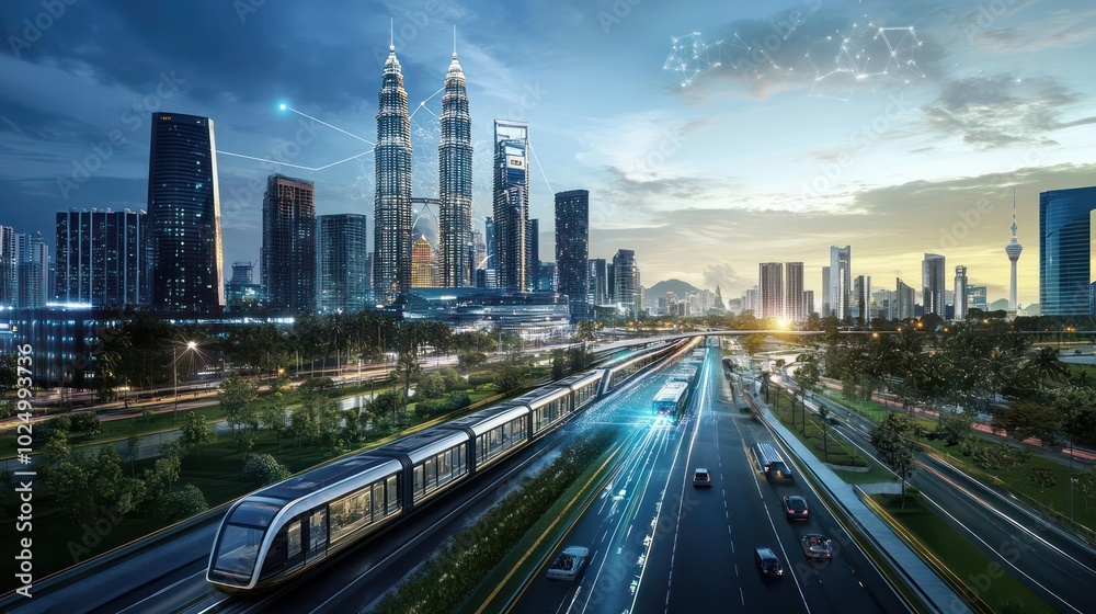 Obraz premium Develop Qatar smart city infrastructure with integrated transportation system