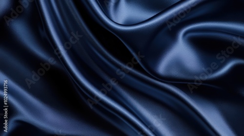 Smooth satin in dark blue with gentle folds, perfect for elegant and luxurious product displays.