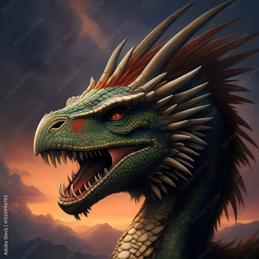 dragon head on a dark background. dragon head on a dark background.