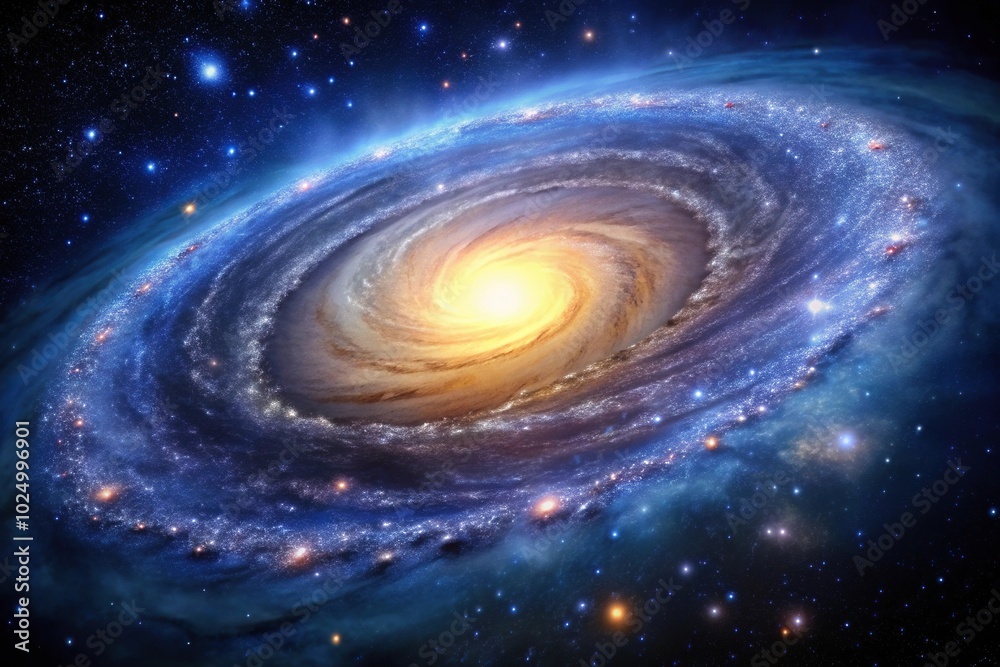 Bright spiral galaxy with countless stars Bright spiral galaxy with countless stars