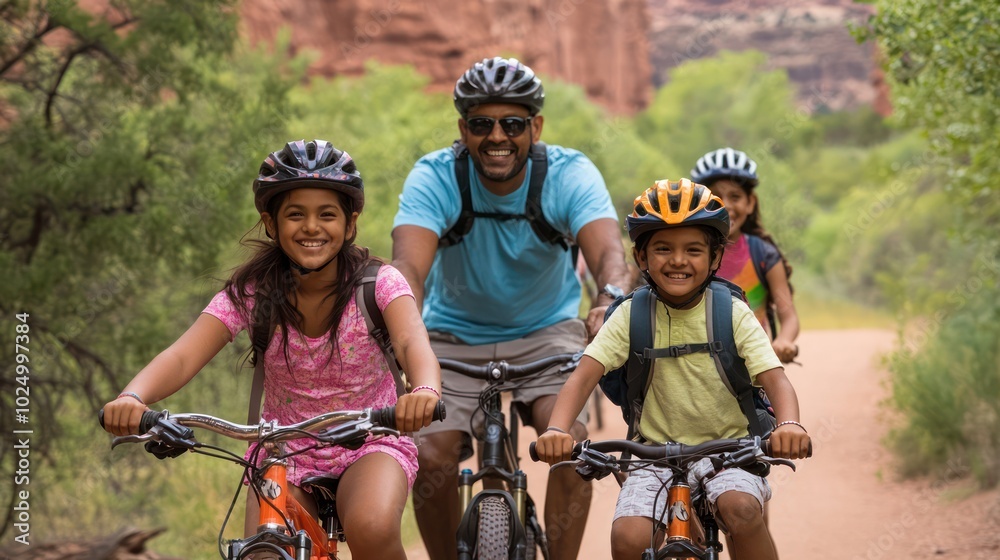 Family from India Cycle through national parks for outdoor adventures. Introducing cultural diversity in family travel