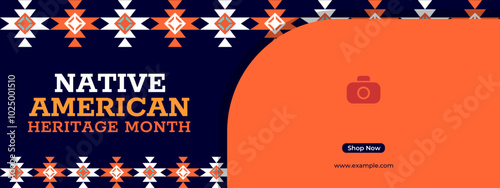 Native American Heritage Month. Banner vector design with ornament geometric for greeting, advertising, promotion, campaign. photo