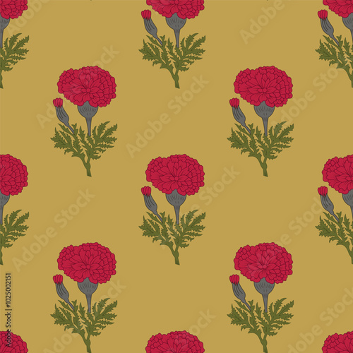 Ajrakh Booti Block Print screen print for shirt saree stole scarf Dupatta on yellow background