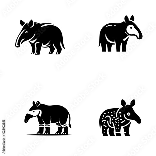 tapir, icon, vector illustration, white background, mammal, jungle animal