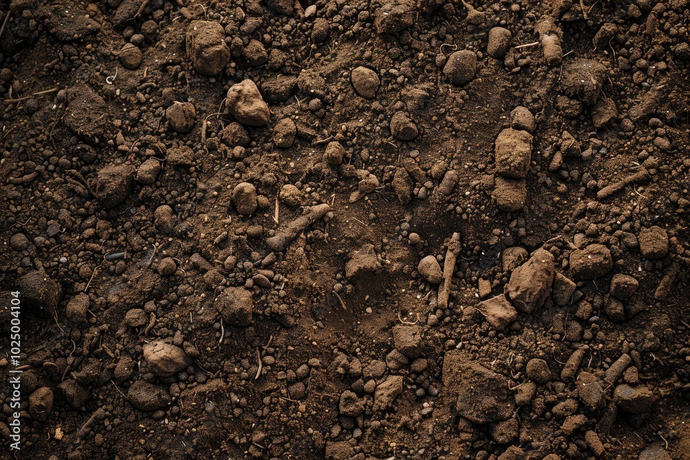 Brown dry soil background At the top view