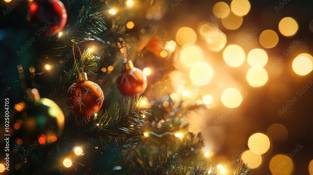 Christmas Tree Light, AI generated illustration.