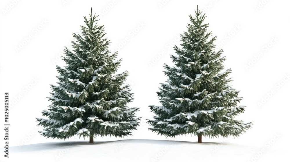 Isolated Winter Christmas Trees, AI generated illustration. Isolated Winter Christmas Trees, AI generated illustration.