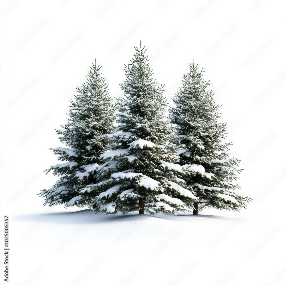 Obraz premium Isolated Winter Christmas Trees, AI generated illustration.