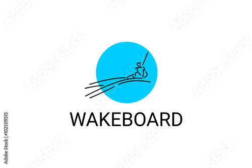 wakeboard sport vector line icon. a wakeboarders playing wakeboard in the water. sport pictogram, vector illustration.