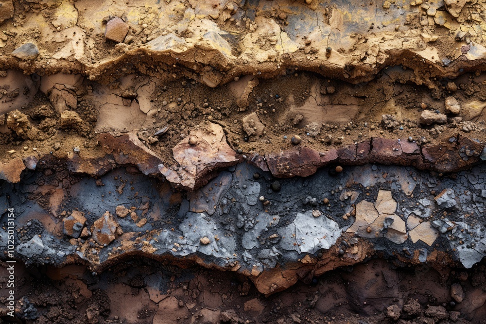 Fototapeta premium Earths soil layers color texture background.