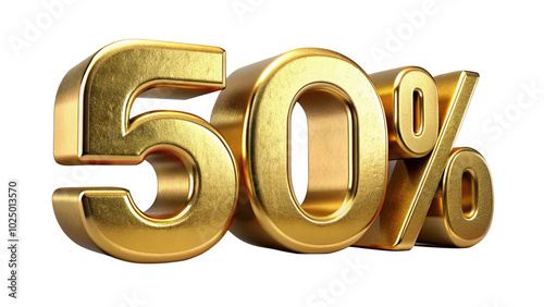 50% Discount Sale in 3D Text on Transparent Background