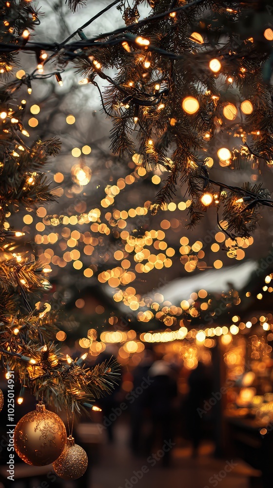 Twinkling Lights at an Outdoor Christmas Market Twinkling Lights at an Outdoor Christmas Market