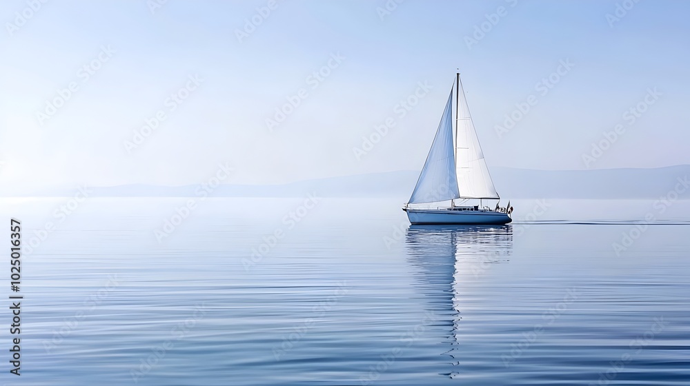 Obraz premium Majestic luxury yacht gliding effortlessly across the tranquil open ocean with the sun s warm glow reflecting off the glistening water surface