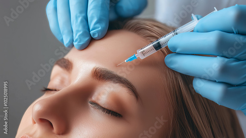 Cosmetic Injection Procedure on Forehead