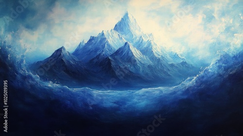 Wallpaper Mural Majestic Blue Mountains Rising from a Sea of Clouds Torontodigital.ca