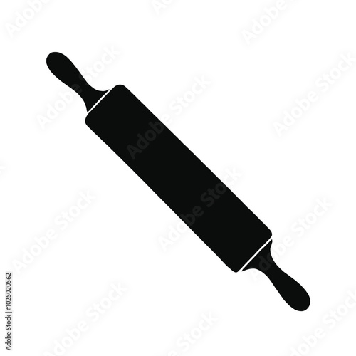 A black silhouette of a rolling pin 