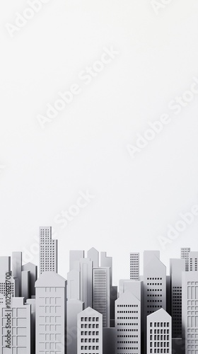 A miniature cityscape on a white background.