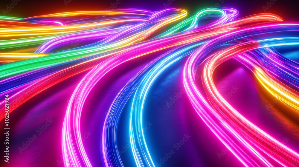 This captivating image showcases vibrant optic fiber cables intertwined in a neon wave pattern, illustrating the intricate connections of data and technology in a stunning abstract design.
This captivating image showcases vibrant optic fiber cables intertwined in a neon wave pattern, illustrating the intricate connections of data and technology in a stunning abstract design.