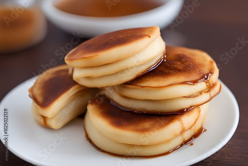 A serving of hotteok korean sweet pancakes filled with a caramelized brown sugar and cinnamon, Ai Generated