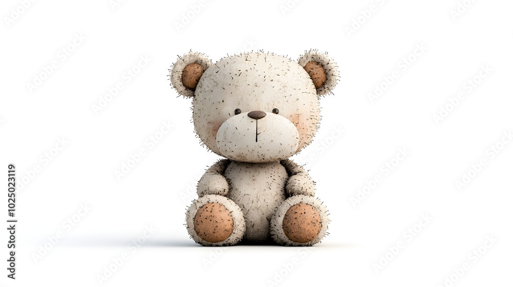 Fototapeta premium Charming old fashioned teddy bear with a soft worn appearance sitting in a cozy corner capturing a sense of nostalgia and childhood comfort