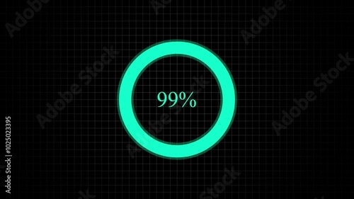 Circle loading bar animation  with grid and black background,4k animation video. photo