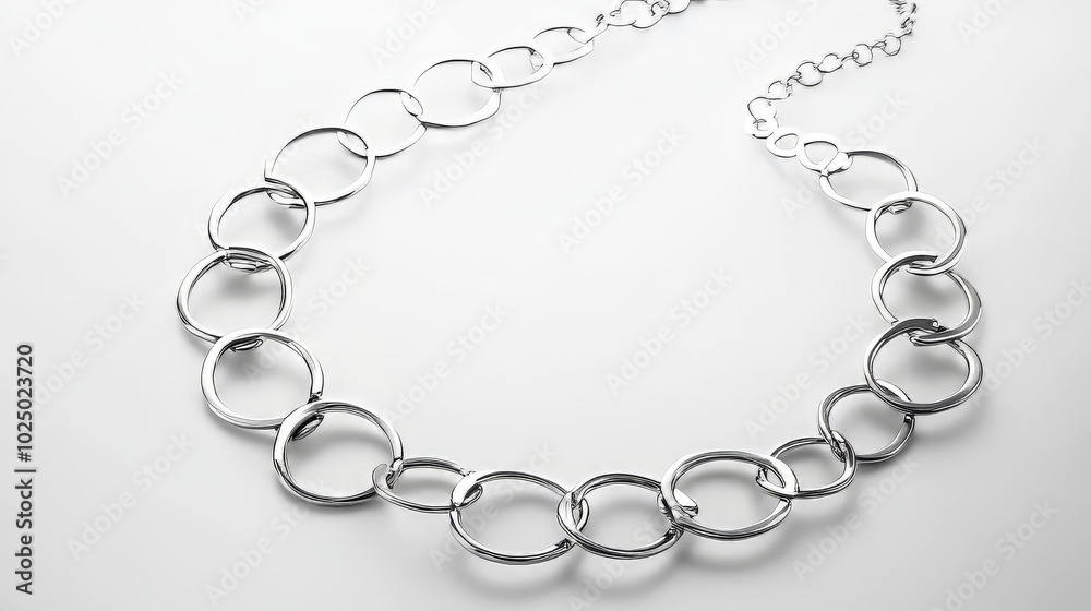 Obraz premium Silver necklace isolated on white background