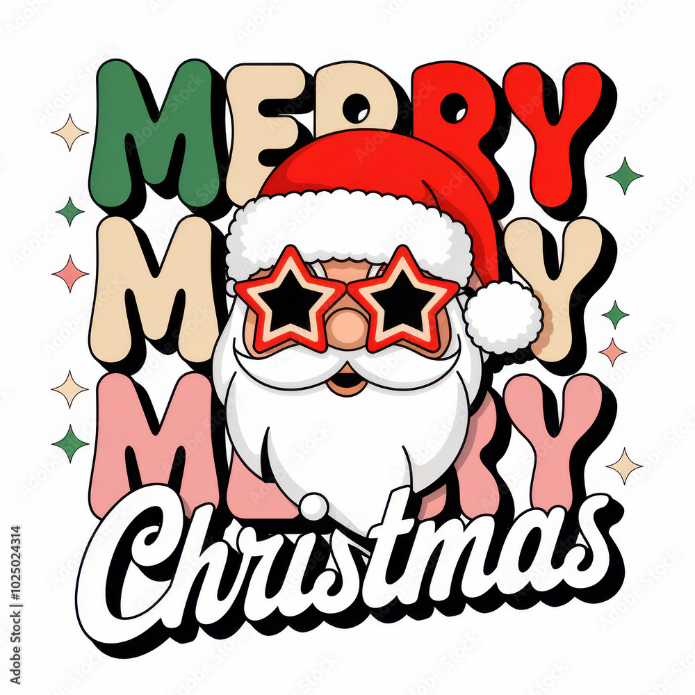 Naklejka premium Cool Santa Merry Christmas illustration