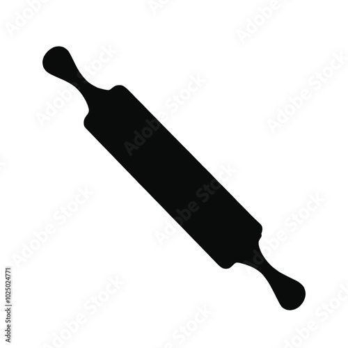 A black silhouette of a rolling pin 
